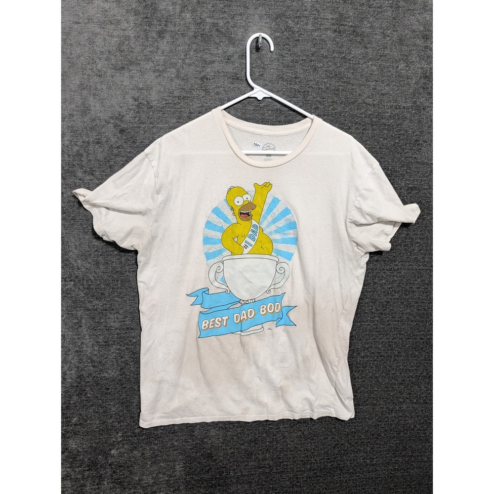 The Simpsons Homer Best Dad Bod Graphic T-Shirt Mens XL White Short Sleeve Tee